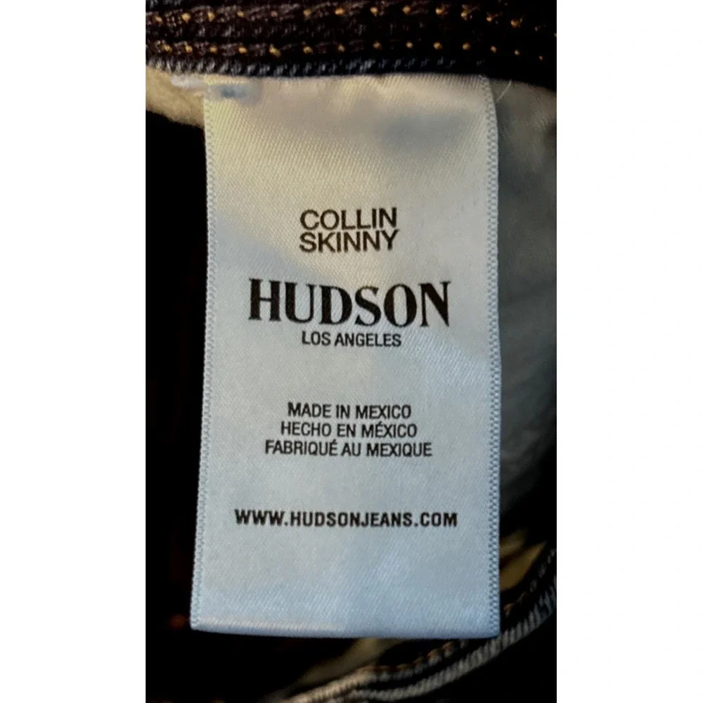 Hudson Jeans‎ Women 25 Dark Wash Collin Skinny Stretch Denim Low Rise Raw Hem - Picture 4 of 14